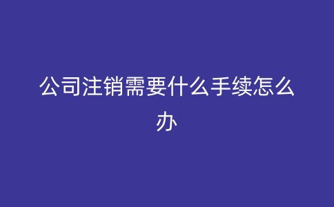 公司注销需要什么手续怎么办