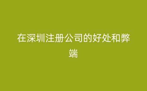 在深圳注册公司的好处和弊端